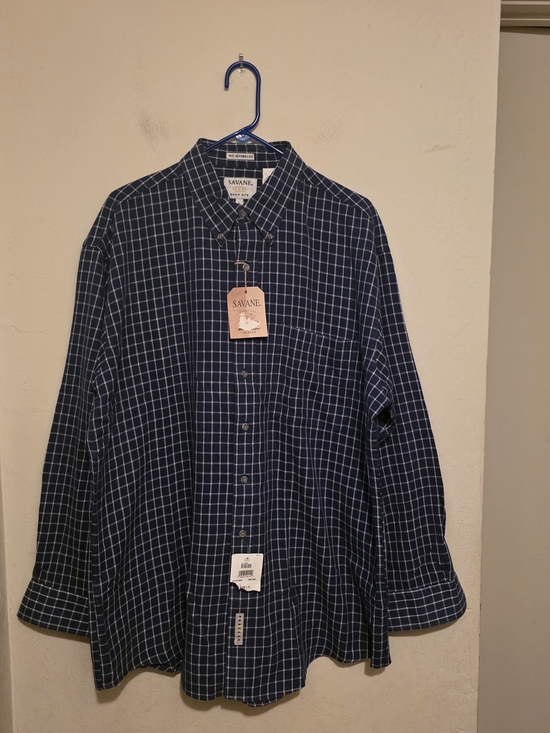 Savane Other - Savane Deep Dye No Wrinkles Indigo Check Men's Button Down Shirt Size L